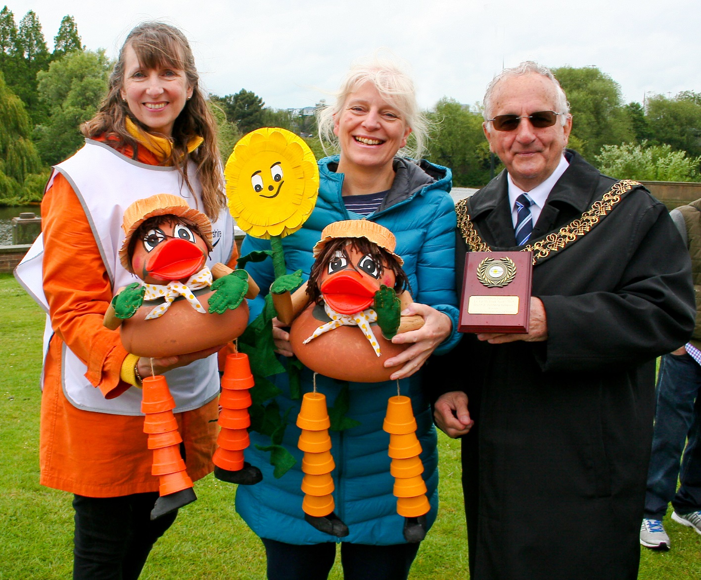 The winner of the health and wellbeing category at the 2019 duck race with their Bill and Ben ducks
